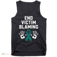 End Victim Blaming Funny Sexual Assault Awareness Month Tank Top thumb 0