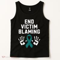 End Victim Blaming Funny Sexual Assault Awareness Month Tank Top thumb 2