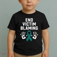 End Victim Blaming Funny Sexual Assault Awareness Month Toddler T-Shirt thumb 2