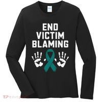 End Victim Blaming Funny Sexual Assault Awareness Month Women's Long Sleeve Shirt thumb 0