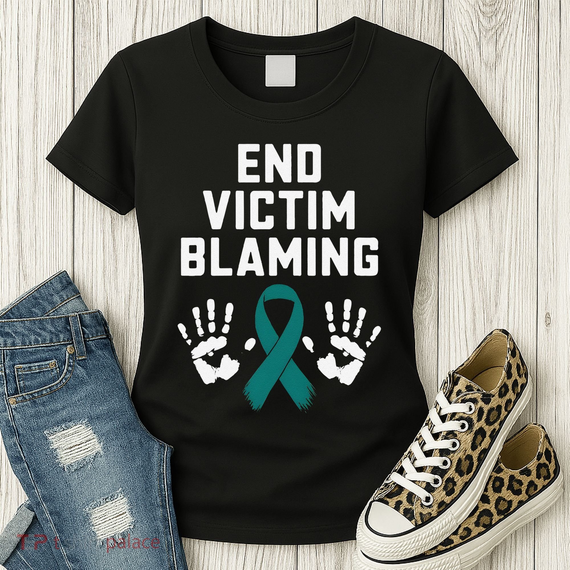 End Victim Blaming Funny Sexual Assault Awareness Month Women's T-Shirt
