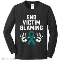 End Victim Blaming Funny Sexual Assault Awareness Month Kids Long Sleeve Shirt thumb 0