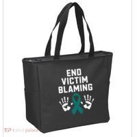 End Victim Blaming Funny Sexual Assault Awareness Month Tote Bag thumb 2