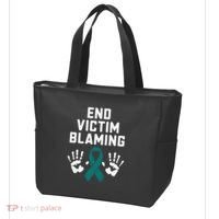 End Victim Blaming Funny Sexual Assault Awareness Month Tote Bag thumb 3