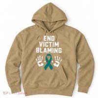 End Victim Blaming Funny Sexual Assault Awareness Month Hoodie thumb 0