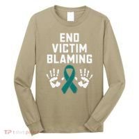 End Victim Blaming Funny Sexual Assault Awareness Month Long Sleeve Shirt thumb 0