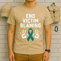 End Victim Blaming Funny Sexual Assault Awareness Month T-Shirt thumb 6