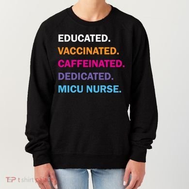 Educated Vaccinated Caffeinated Dedicated Micu Icu Nurse Rn Gift Women's Sweatshirt