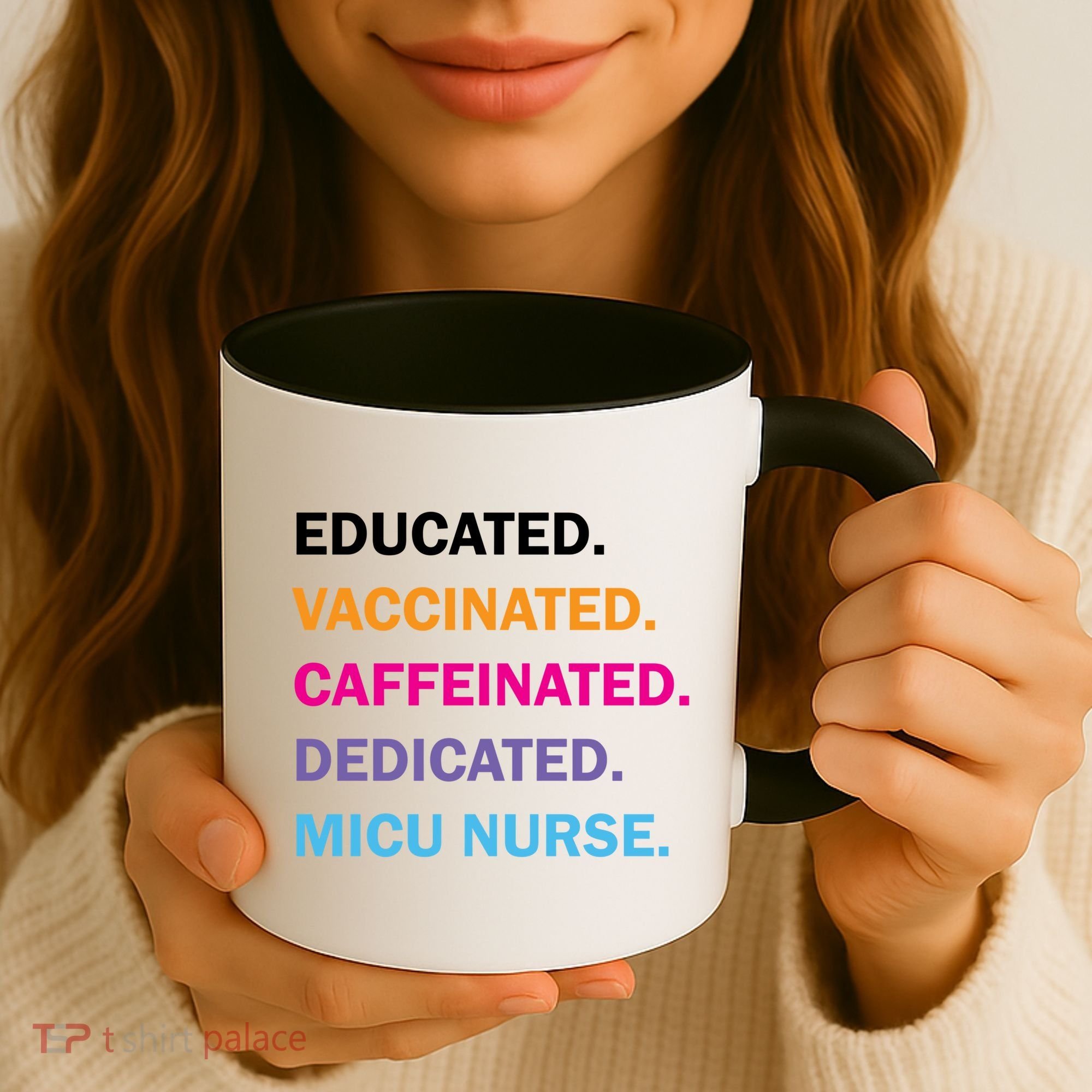 Educated Vaccinated Caffeinated Dedicated Micu Icu Nurse Rn Gift Coffee Mug