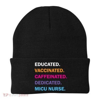 Educated Vaccinated Caffeinated Dedicated Micu Icu Nurse Rn Gift Beanie