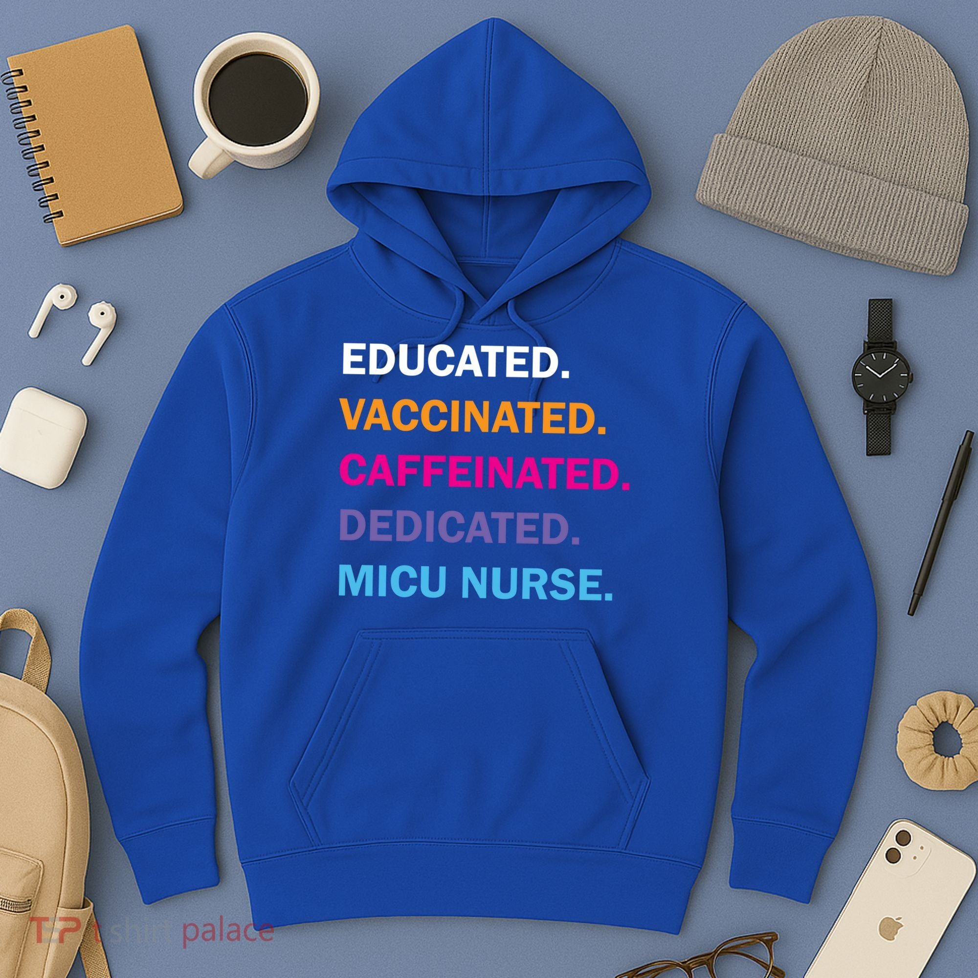 Educated Vaccinated Caffeinated Dedicated Micu Icu Nurse Rn Gift Hoodie