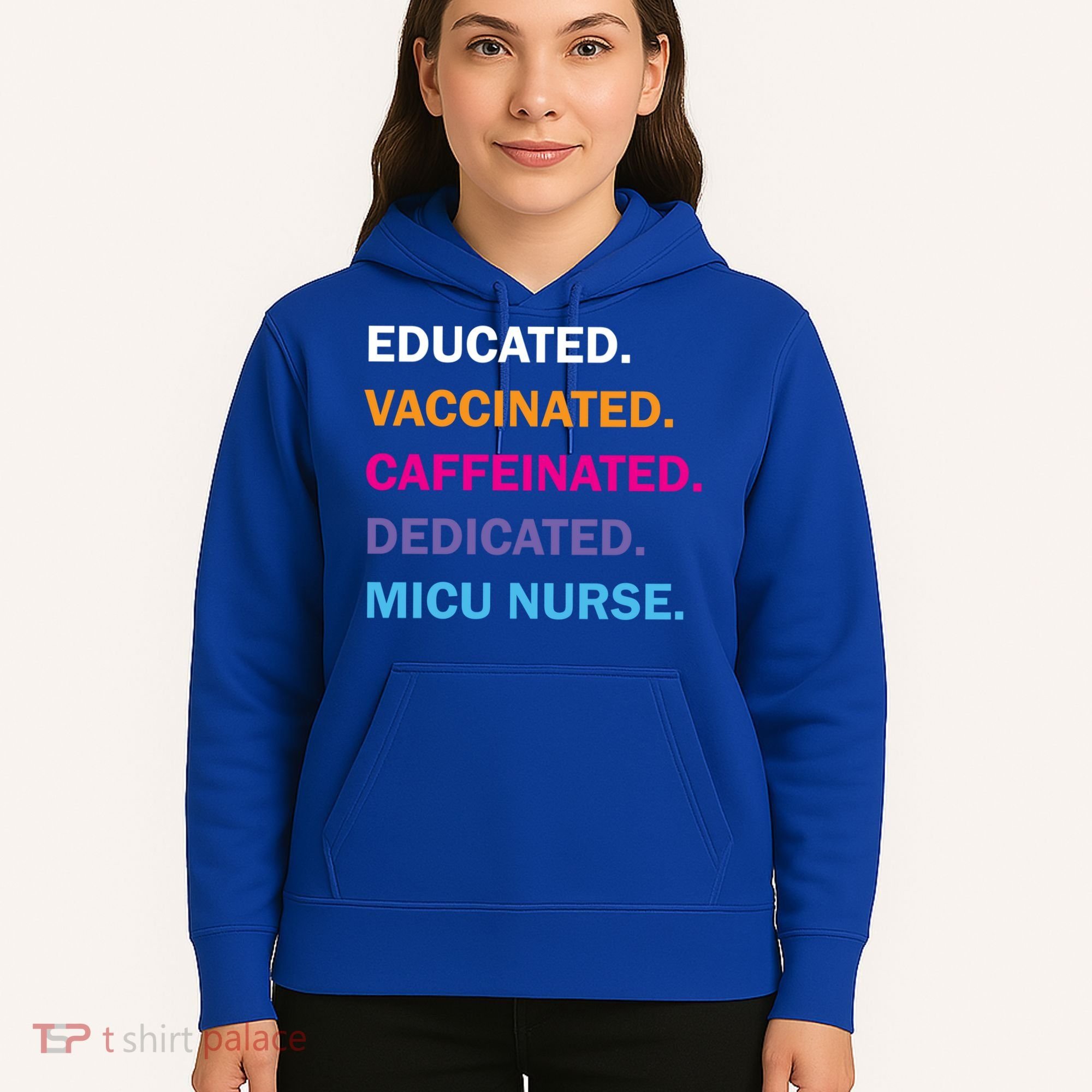 Educated Vaccinated Caffeinated Dedicated Micu Icu Nurse Rn Gift Hoodie