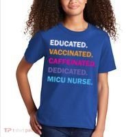 Educated Vaccinated Caffeinated Dedicated Micu Icu Nurse Rn Gift Kids T-Shirt thumb 2