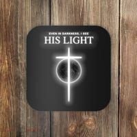 Even In The Darkness I See His Light Jesus Christian  Coaster thumb 0