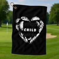 Every Child Matters Feather Heart Golf Towel thumb 1