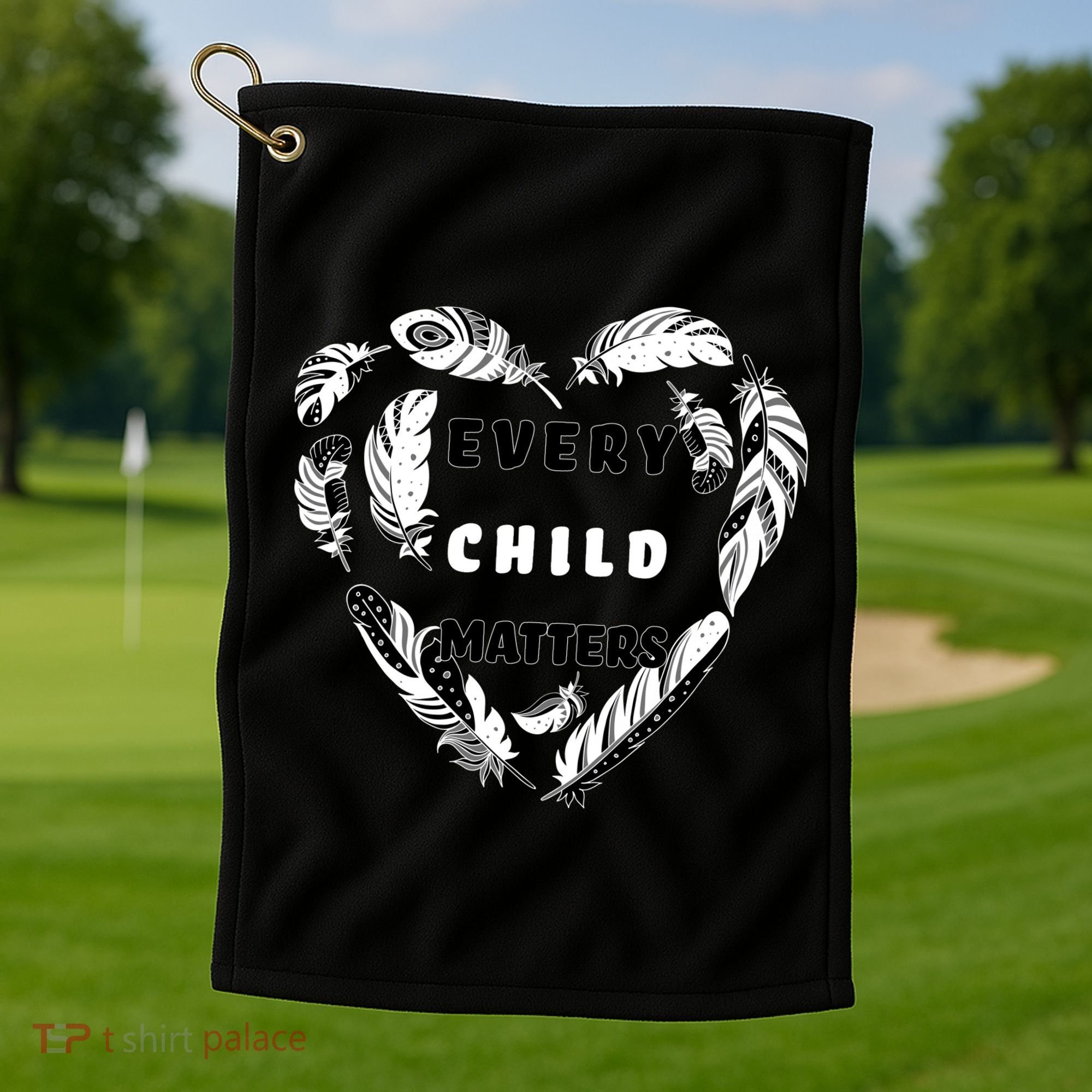Every Child Matters Feather Heart Golf Towel