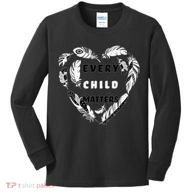 Every Child Matters Feather Heart Kids Long Sleeve Shirt