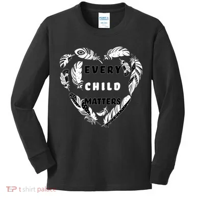 Every Child Matters Feather Heart Kids Long Sleeve Shirt
