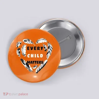 Every Child Matters Feather Heart Button