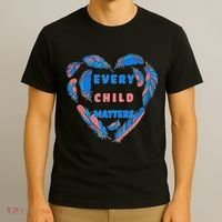 Every Child Matters Feather Heart Colorful T-Shirt thumb 3