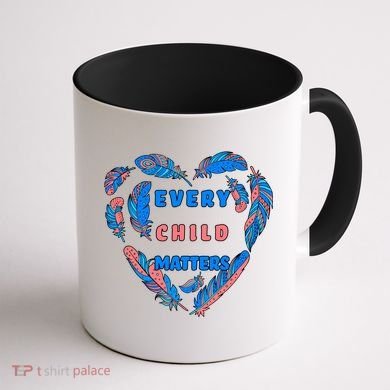 Every Child Matters Feather Heart Colorful Coffee Mug back