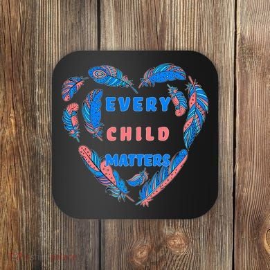 Every Child Matters Feather Heart Colorful Coaster