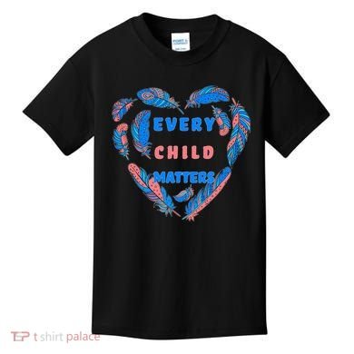 Every Child Matters Feather Heart Colorful Kids T-Shirt