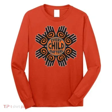 Every Child Matters Native American Hand Pattern Long Sleeve Shirt