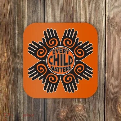 Every Child Matters Native American Hand Pattern Coaster