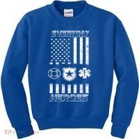 Everyday Heroes Firefighters  EMT Police Kids Sweatshirt thumb 0
