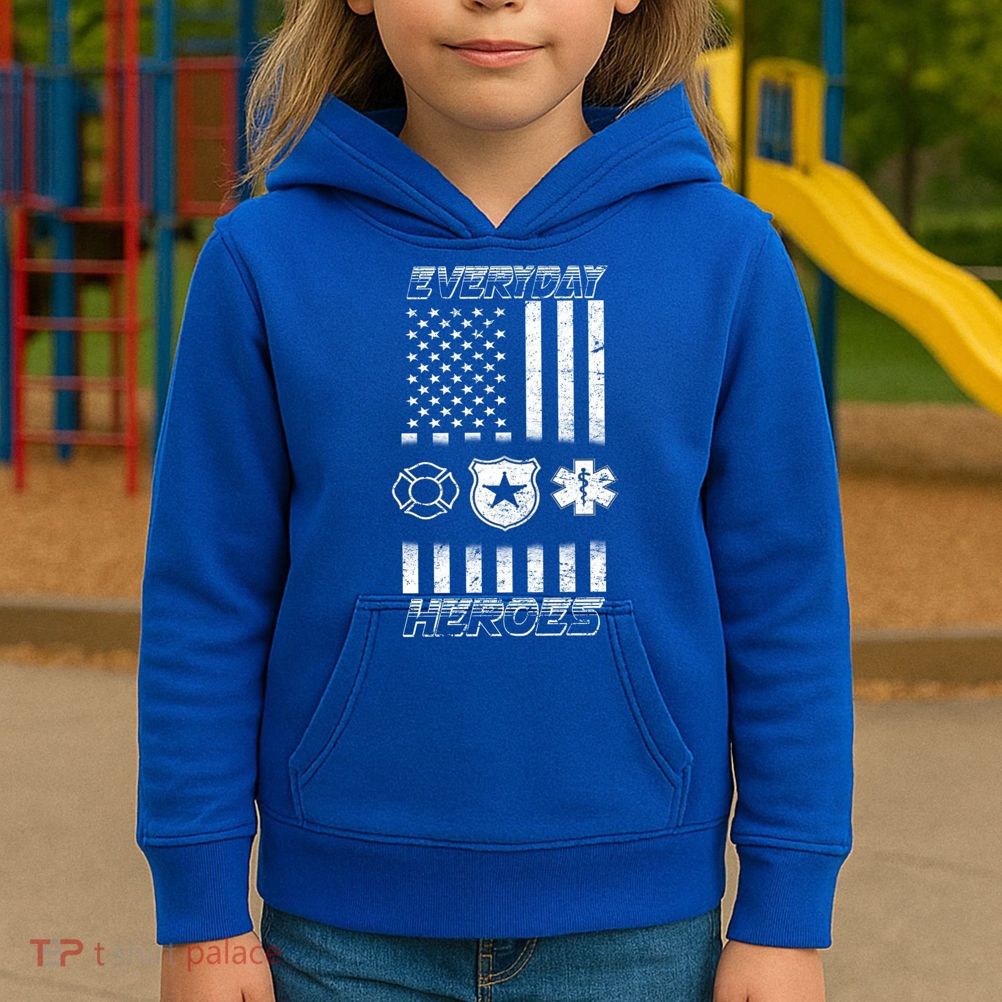 Everyday Heroes Firefighters  EMT Police Kids Hoodie
