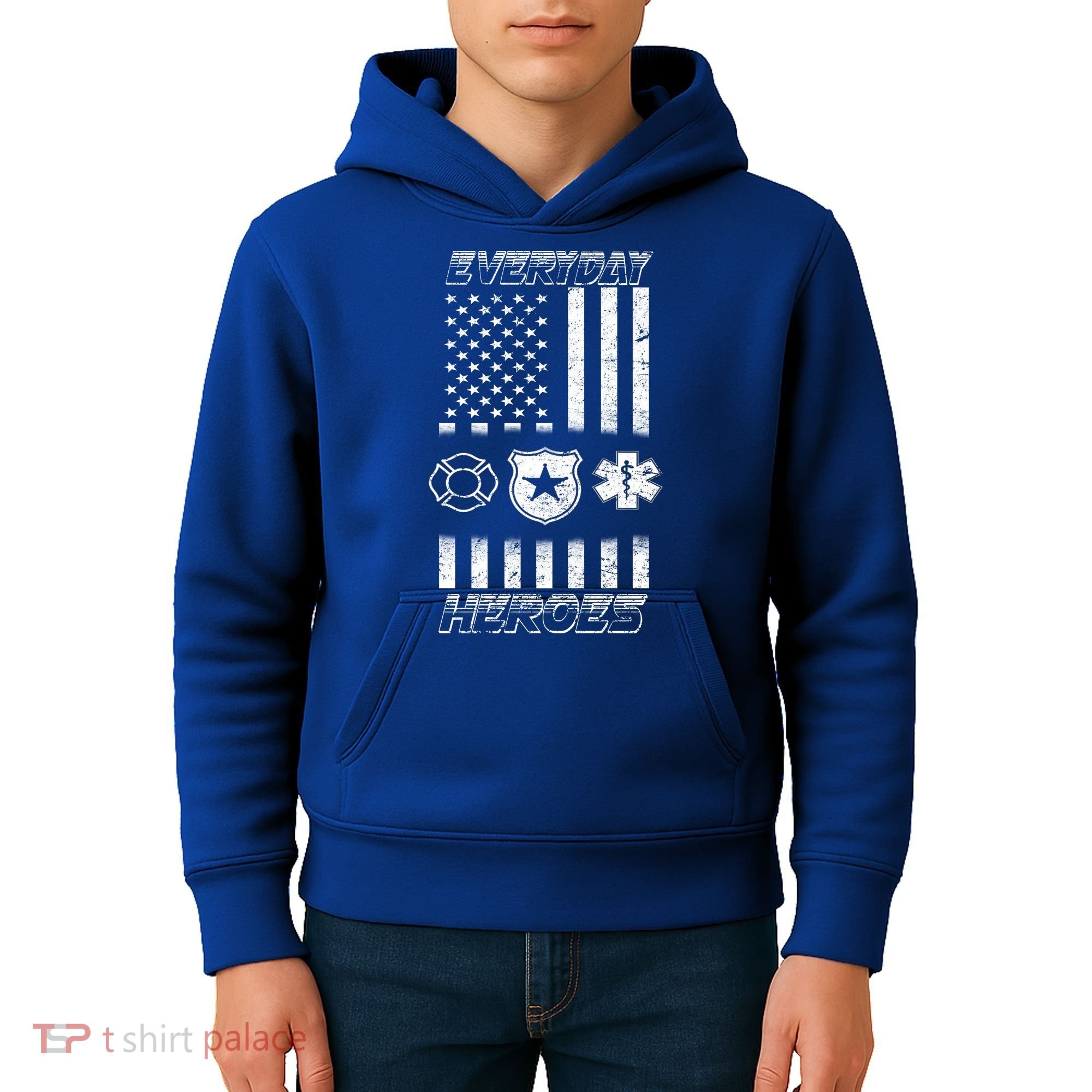 Everyday Heroes Firefighters  EMT Police Kids Hoodie