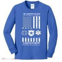 Everyday Heroes Firefighters  EMT Police Kids Long Sleeve Shirt thumb 0