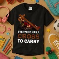 Everyone Has A Cross To Carry Jesus Kids T-Shirt thumb 3