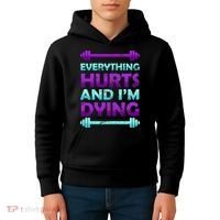 Everything Hurts And I'm Dying Exercise Kids Hoodie thumb 4