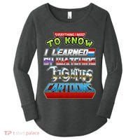 Everything I Need To Know I Learned By Watching Eighties Cartoons Women's Perfect Tri Tunic Long Sleeve Shirt thumb 0