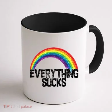 Everything Sucks Rainbow Coffee Mug back