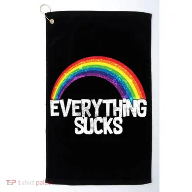 Everything Sucks Rainbow Golf Towel