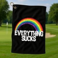 Everything Sucks Rainbow Golf Towel thumb 1
