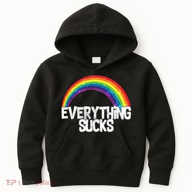 Everything Sucks Rainbow Kids Hoodie