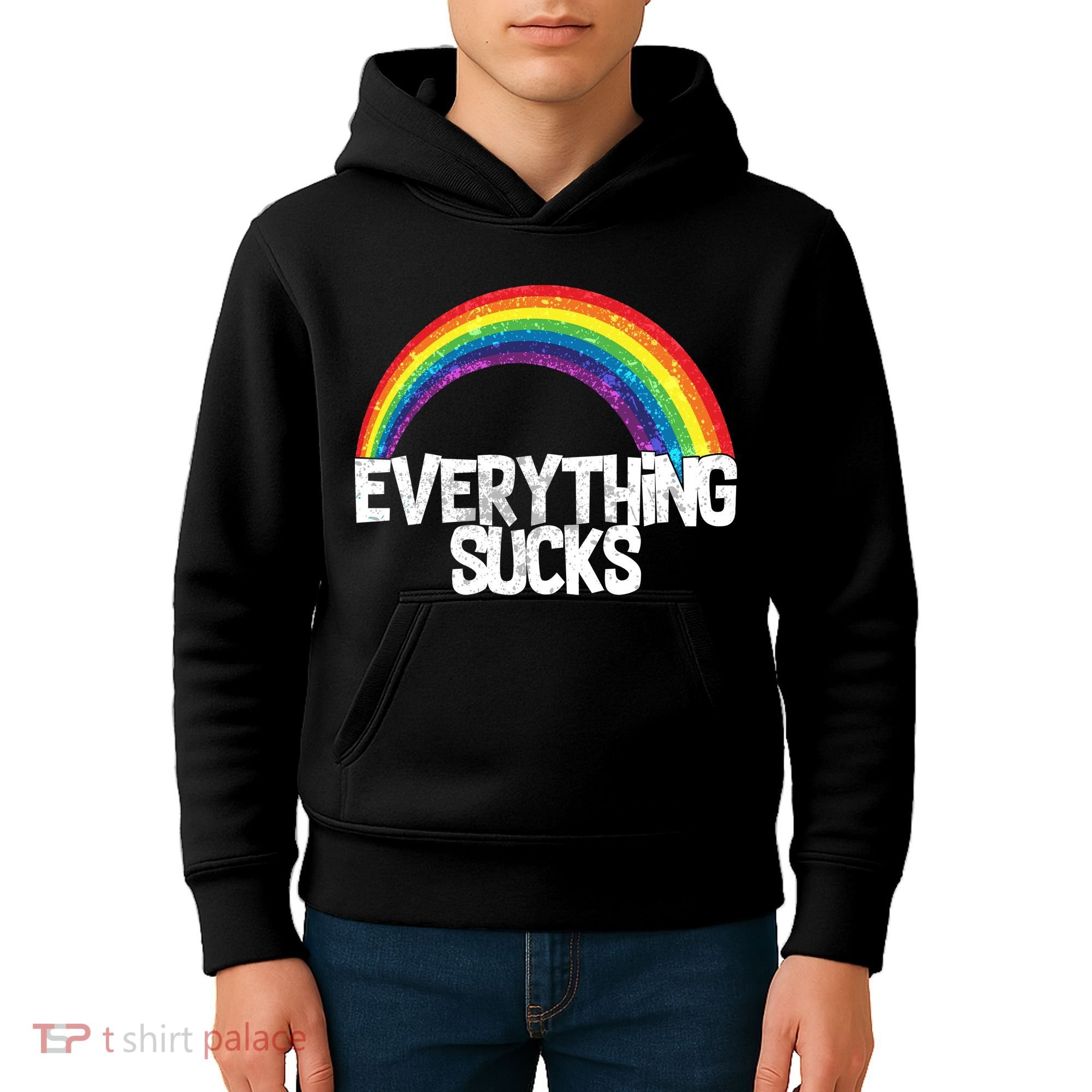 Everything Sucks Rainbow Kids Hoodie