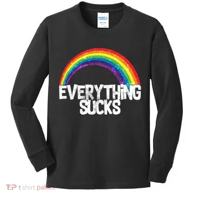 Everything Sucks Rainbow Kids Long Sleeve Shirt