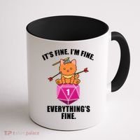 Everything's Fine Cute Cat DnD Coffee Mug thumb 1