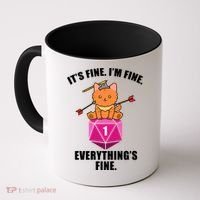 Everything's Fine Cute Cat DnD Coffee Mug thumb 0