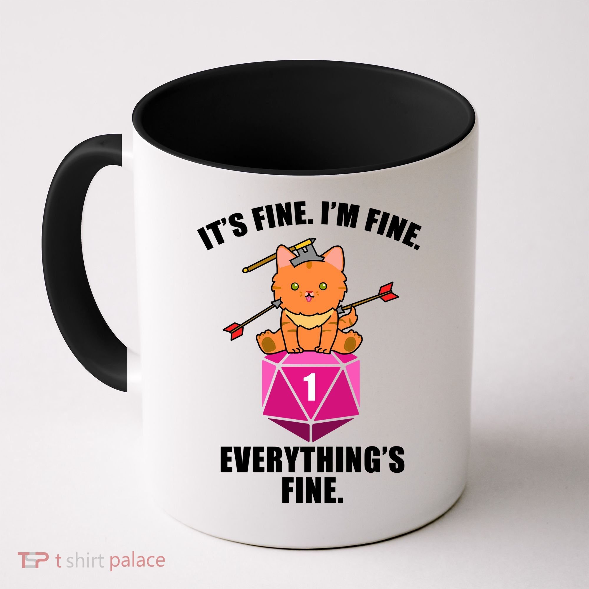 Everything's Fine Cute Cat DnD Coffee Mug