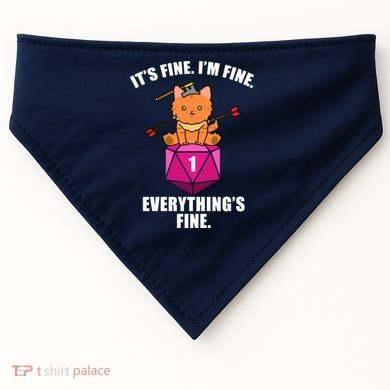 Everything's Fine Cute Cat DnD USA-Made Doggie Bandana