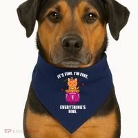 Everything's Fine Cute Cat DnD USA-Made Doggie Bandana thumb 1