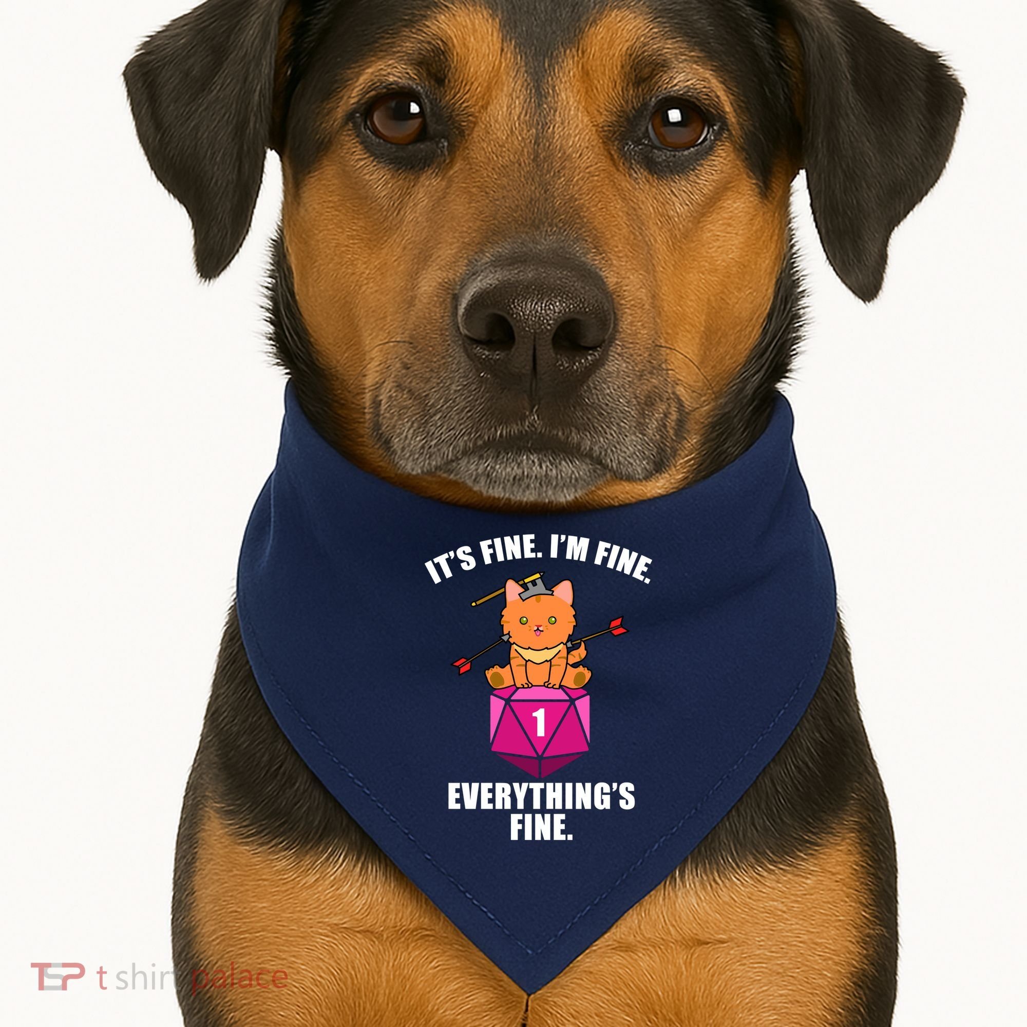 Everything's Fine Cute Cat DnD USA-Made Doggie Bandana