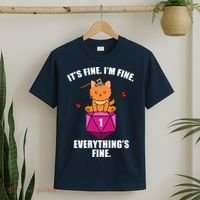 Everything's Fine Cute Cat DnD T-Shirt thumb 2