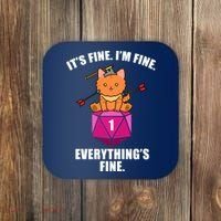Everything's Fine Cute Cat DnD Coaster thumb 0